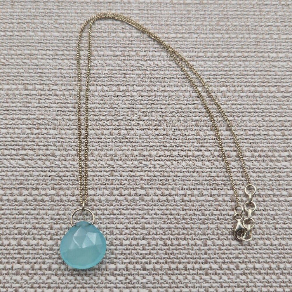16 Inches Gold Plated Over Sterling Silver Faux Stone Necklace A4221